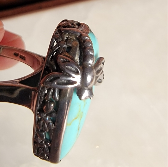 Sterling Silver and Turqouise Ring with Dragonfly Design, Size 7.5 - Picture 10 of 10